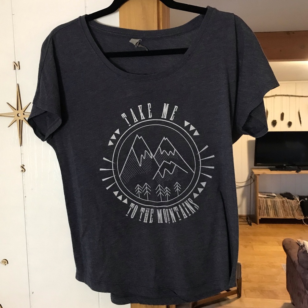 Take me to the mountains, Women’s Small loose t-shirt, blue